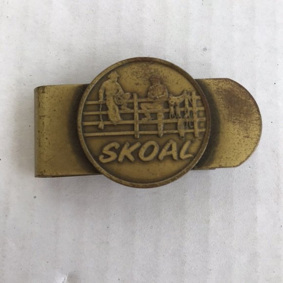 Skoal Other - Vintage Skoal Money Clip Dip Chewing Tobacco Brass Western Cowboy Metal